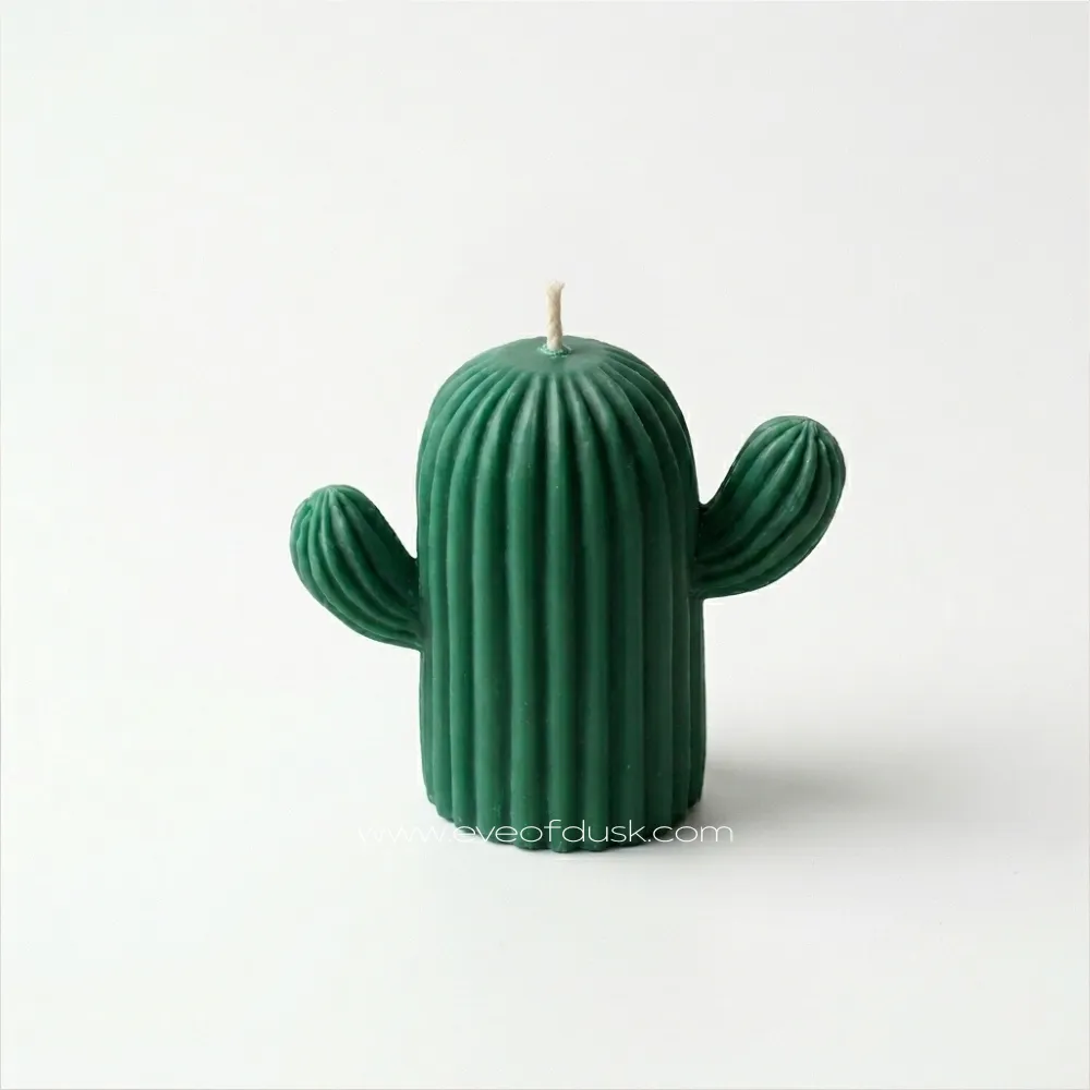 [mc_0021] Cactus Tree Candle (Aqua)